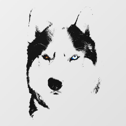Husky Decal Husky Wolf Dog Window Cling (Vel)