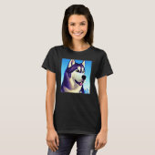 Husky design dog imprint artwork face with Siberia T-shirt (Voorkant volledig)
