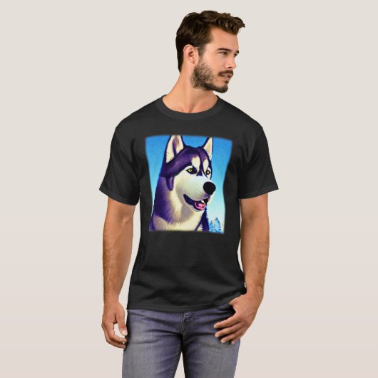 Husky design dog imprint artwork face with Siberia T-shirt (Voorkant volledig)