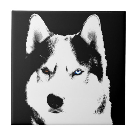 Husky Dog Art Ceramic Tile Malamute Wolf Dog Gifts Tegeltje (Voorkant)