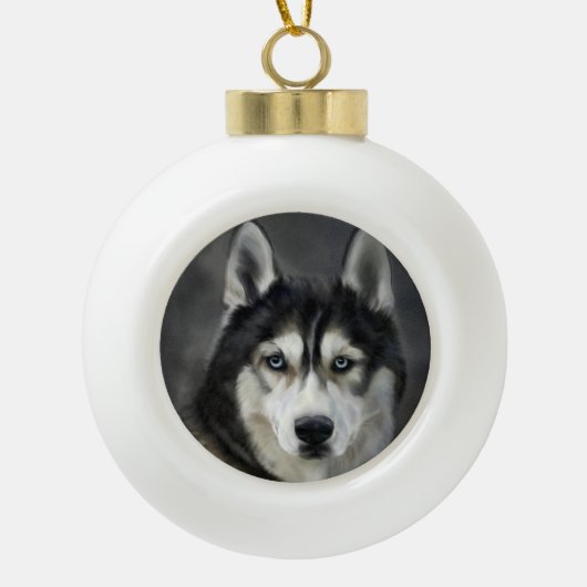 Husky Dog Big Dog Animal Pet Keramische Bal Ornament (Voorkant)