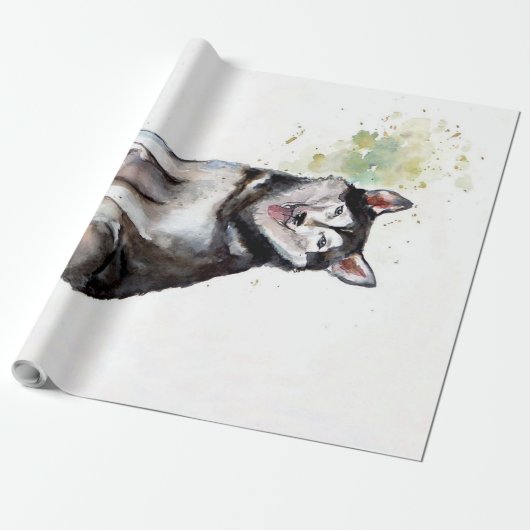 Husky dog Canvas Cadeaupapier (Uitgerold)