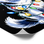 Husky Dog Christmas Lights Santa Hat Family Xmas P Poster (Hoek)