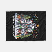 Husky Dog Christmas Tree Merry Christmas Matching Fleece Deken (Voorkant (Horizontaal))