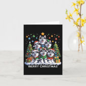 Husky Dog Christmas Tree Merry Christmas Matching Kaart (Gele Bloem)