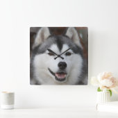 Husky Dog Clock Vierkante Klok (Huis)