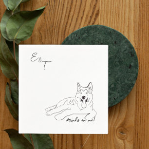 Husky Dog Cocktail huwelijksservetten Servet