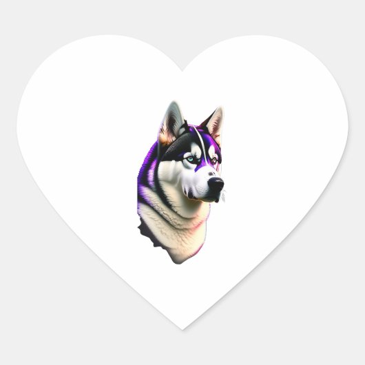 Husky Dog Design Hart Sticker (Voorkant)