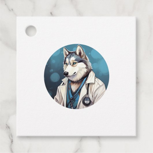 Husky Dog Doctor Bedankjes Labels (Voorkant)