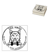 Husky Dog Familie Retouradres Rubberstempel (Gestempeld)