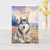 Husky Dog Field of Wildflowers Pet Sympathy Kaart (Gele Bloem)