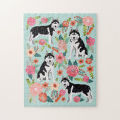 Husky Dog  Florals Legpuzzel (Verticaal)