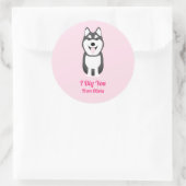Husky Dog Gift Label, Valentijnsdag Party Ronde Sticker (Tas)