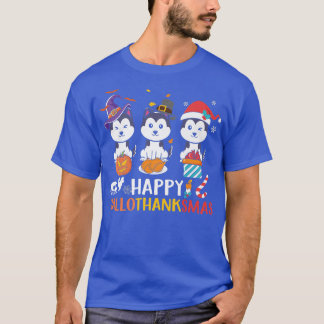 Husky Dog Happy HalloThanksmas Herfst Autumn Hall T-shirt
