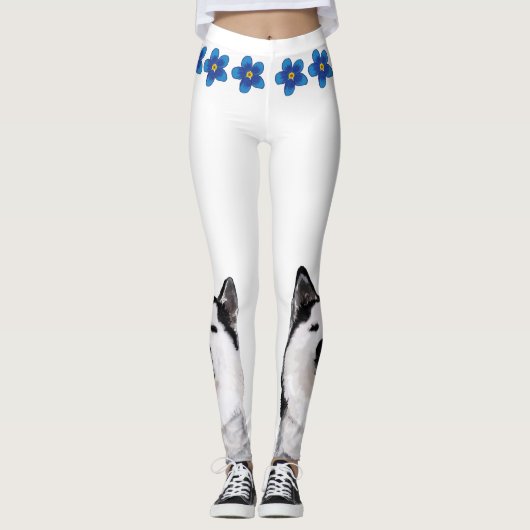 Husky Dog Happy Spring Aangepaste Leggings (Voorkant)