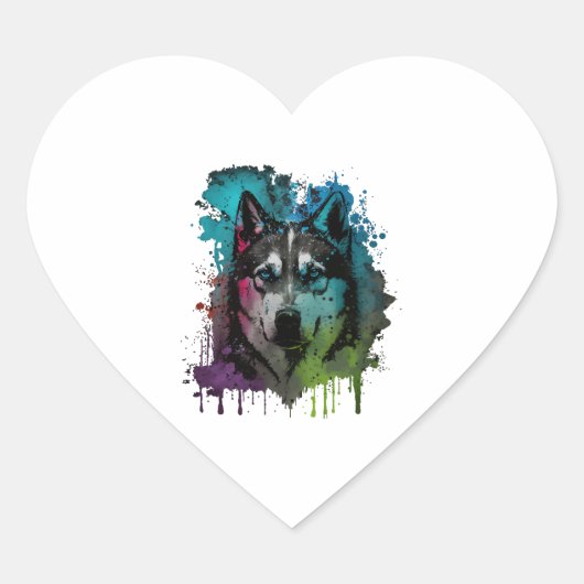 Husky Dog Hart Sticker (Voorkant)