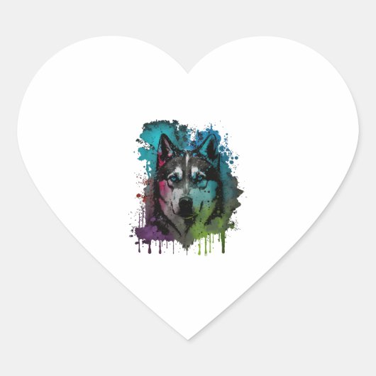 Husky Dog Hart Sticker (Voorkant)