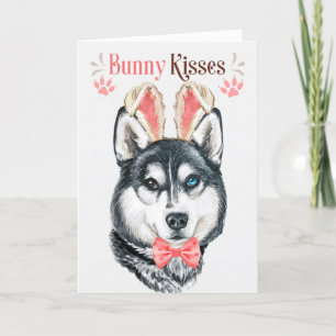 Husky Dog in Bunny Ears voor Pasen Feestdagen Kaart