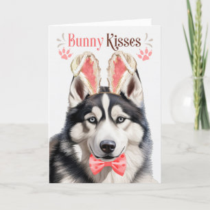 Husky Dog in Bunny Ears voor Pasen Feestdagen Kaart