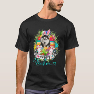 Husky Dog in paaseieren Basket Bunnies Happy East T-shirt