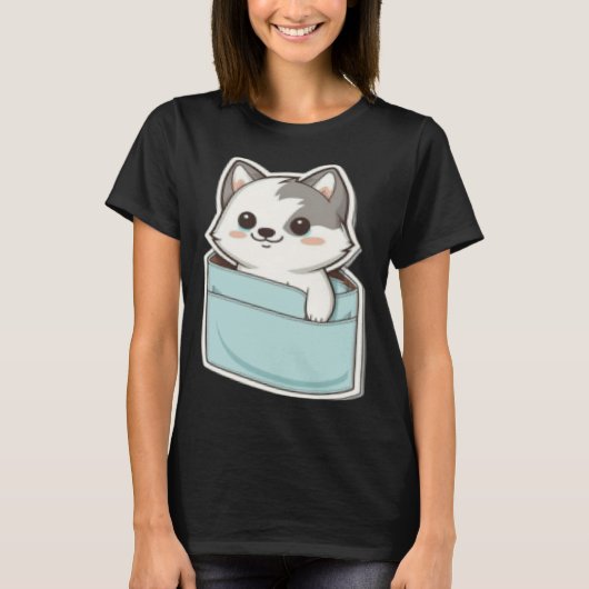 Husky Dog in your Pocket Dog T-shirt (Voorkant)