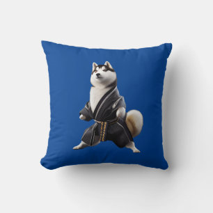 Husky Dog kent Karate, Husky Dog Karate Player Kussen