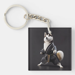 Husky Dog kent Karate, Husky Dog Karate Player Sleutelhanger