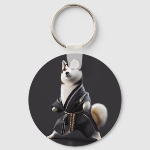 Husky Dog kent Karate, Husky Dog Karate Player Sleutelhanger