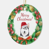 Husky Dog Merry kerstmis Keramisch Ornament (Links)