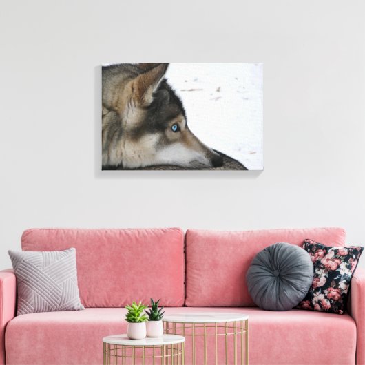 Husky dog met blauwe ogen canvas afdruk (Insitu (Woonkamer))