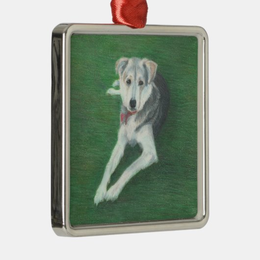 Husky Dog Metal Ornament (Rechts)