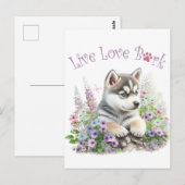 Husky Dog Mom Floral Briefkaart (Voorkant / Achterkant)
