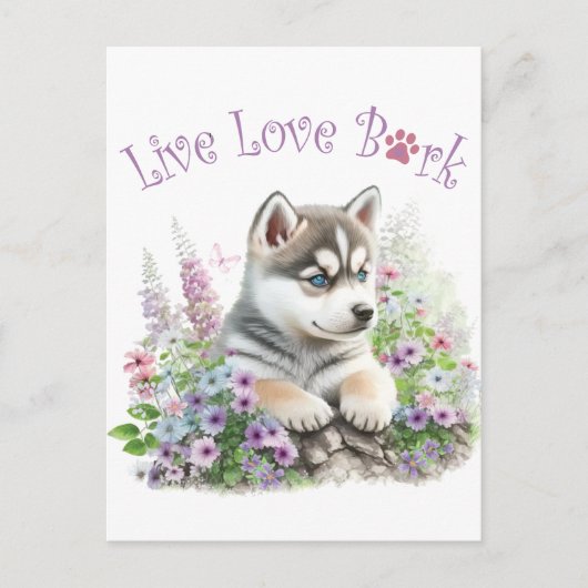 Husky Dog Mom Floral Briefkaart (Voorkant)