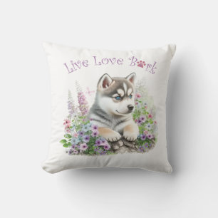 Husky Dog Mom Floral Kussen