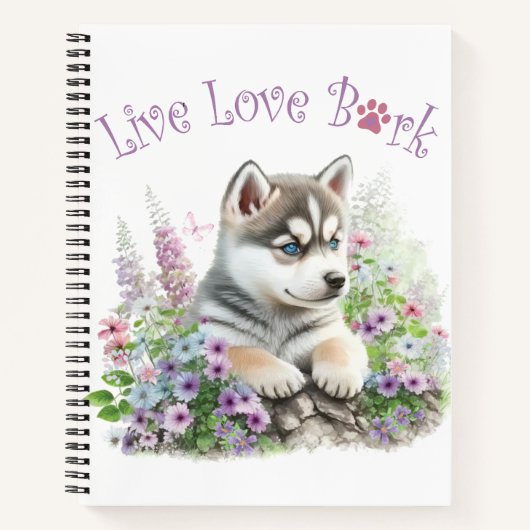 Husky Dog Mom Floral Notitieboek (Voorkant)