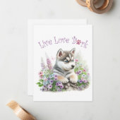 Husky Dog Mom Floral Notitiekaartje (Voorkant / Achterkant in situ)