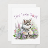 Husky Dog Mom Floral Notitiekaartje (Voorkant / Achterkant)
