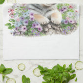 Husky Dog Mom Floral Theedoek (Gevouwen)