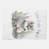 Husky Dog Mom Floral Theedoek (Horizontaal)