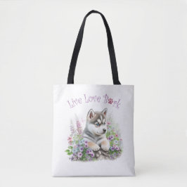 Husky Dog Mom Floral Tote Bag