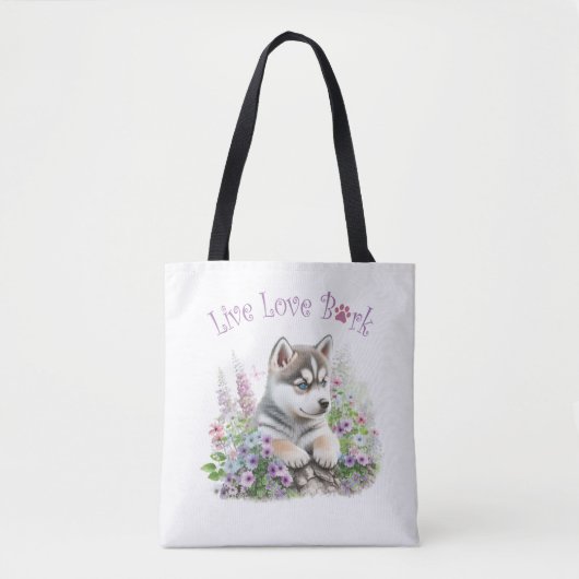 Husky Dog Mom Floral Tote Bag (Voorkant)