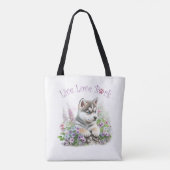 Husky Dog Mom Floral Tote Bag (Achterkant)