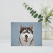 Husky Dog Monogram Foto Briefkaart (Staand voorkant)