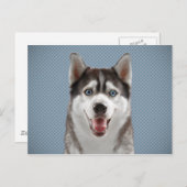 Husky Dog Monogram Foto Briefkaart (Voorkant / Achterkant)