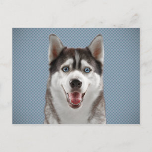 Husky Dog Monogram Foto Briefkaart