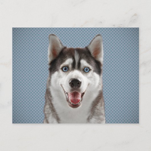 Husky Dog Monogram Foto Briefkaart (Voorkant)
