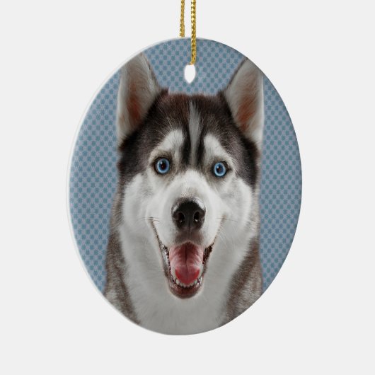 Husky Dog Monogram Foto Keramisch Ornament (Rechts)
