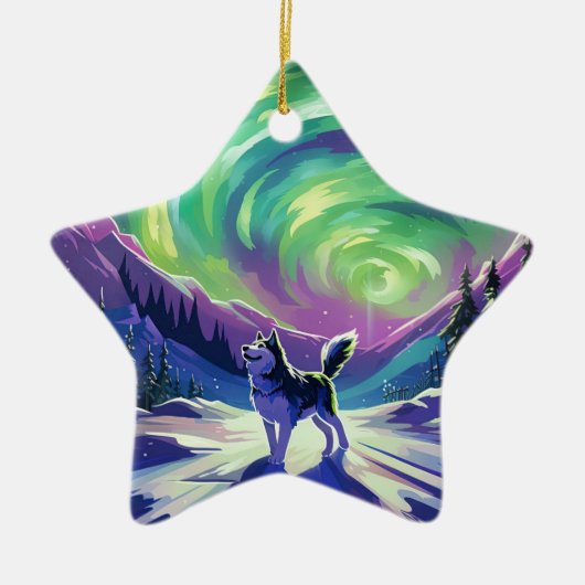 Husky Dog Ornament Pet Lover Gift, Pet Portrait (Voorkant)