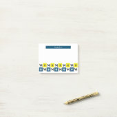 Husky Dog & Paw Yellow & Blue Grid Silhouette Post-it® Notes (Op bureau)