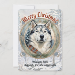 Husky Dog Pine Forest  stijl kerst Kaart